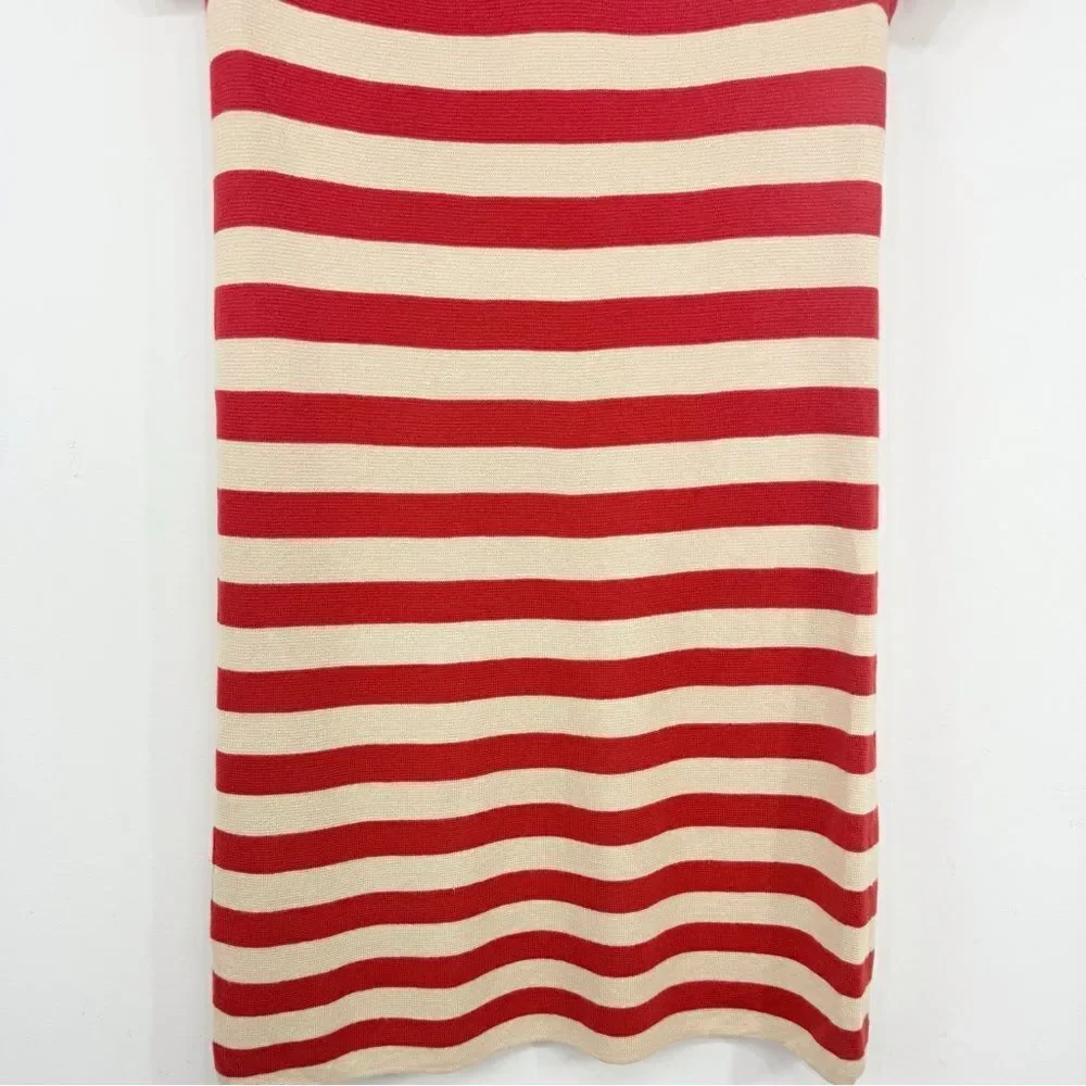 Kate Spade SELMA Red Stripe Cotton Silk Cashmere Knit Preppy Nautical Dress